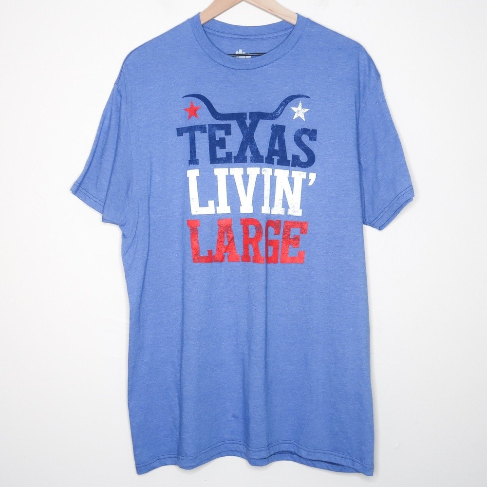 Hybrid Apparel‎ Womens Texas Livin' Large T-Shirt XL Blue Red White America